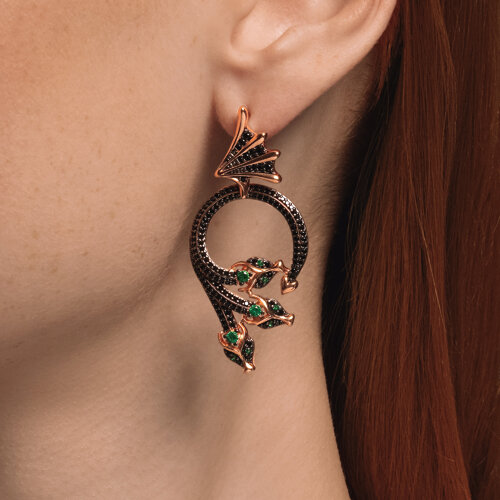 Серьги из золочёного серебра с фианитами из серебро — вид 3