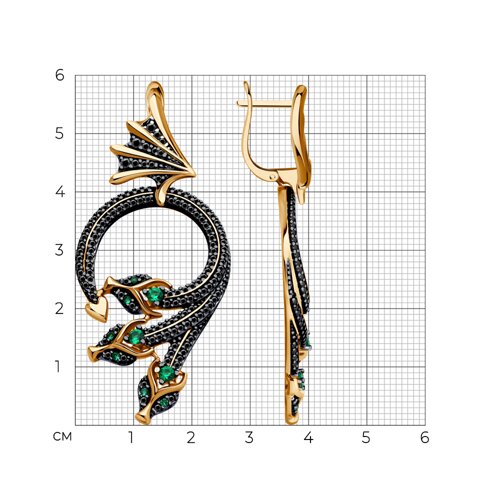 Серьги из золочёного серебра с фианитами из серебро — вид 4