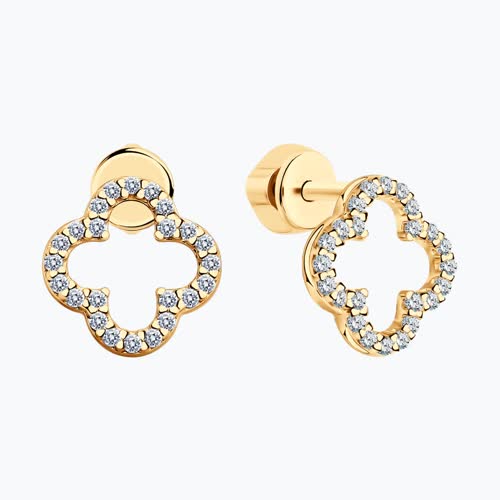 Серьги из золочёного серебра с фианитами из серебро — вид 2