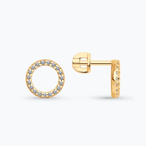 Серьги из золочёного серебра с фианитами из серебро