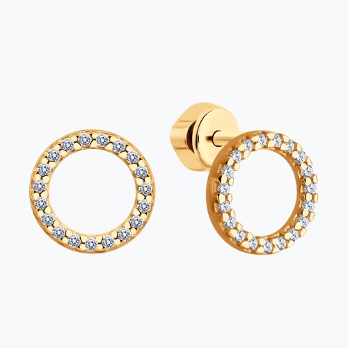 Серьги из золочёного серебра с фианитами из серебро — вид 2