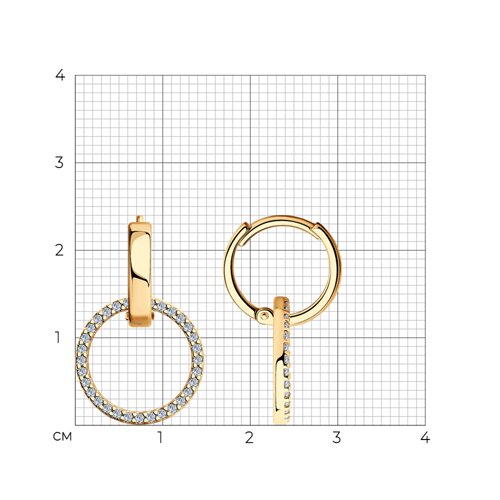 Серьги из золочёного серебра с фианитами из серебро — вид 2