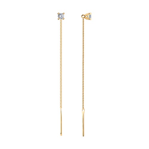 Серьги из золочёного серебра с фианитами