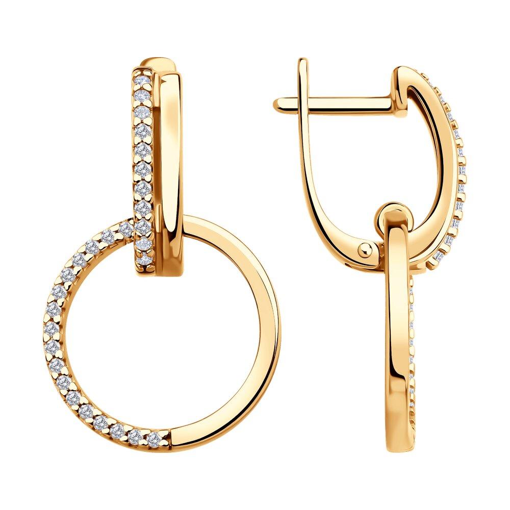 Серьги из золочёного серебра с фианитами - видео на модели