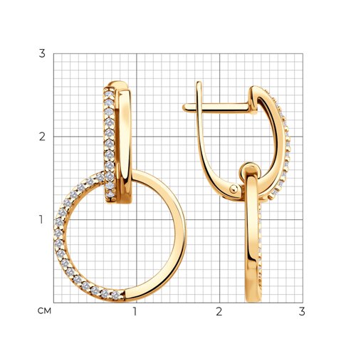 Серьги из золочёного серебра с фианитами из серебро — вид 4