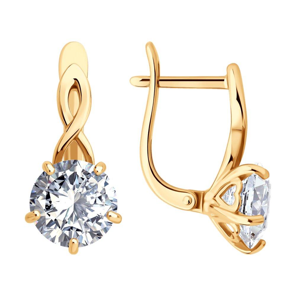 Серьги из золочёного серебра с фианитами - видео на модели