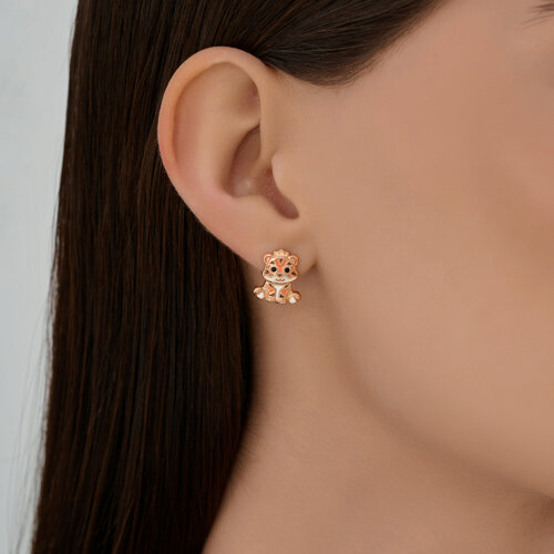 Серьги из золочёного серебра с фианитами и эмалью из серебро — вид 3