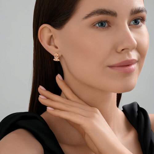 Серьги из золочёного серебра с фианитами и эмалью из серебро — вид 4