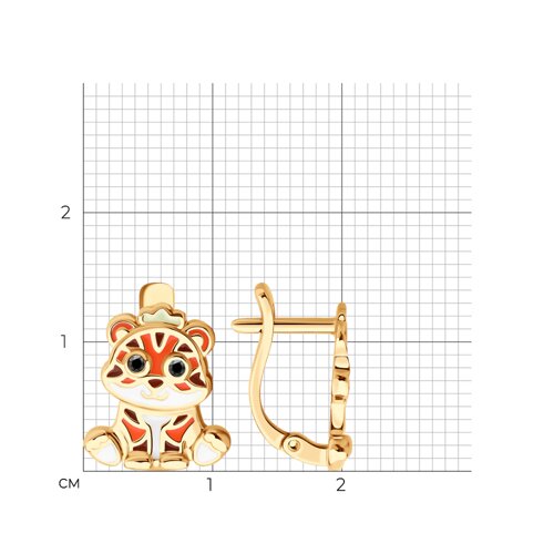 Серьги из золочёного серебра с фианитами и эмалью из серебро — вид 5