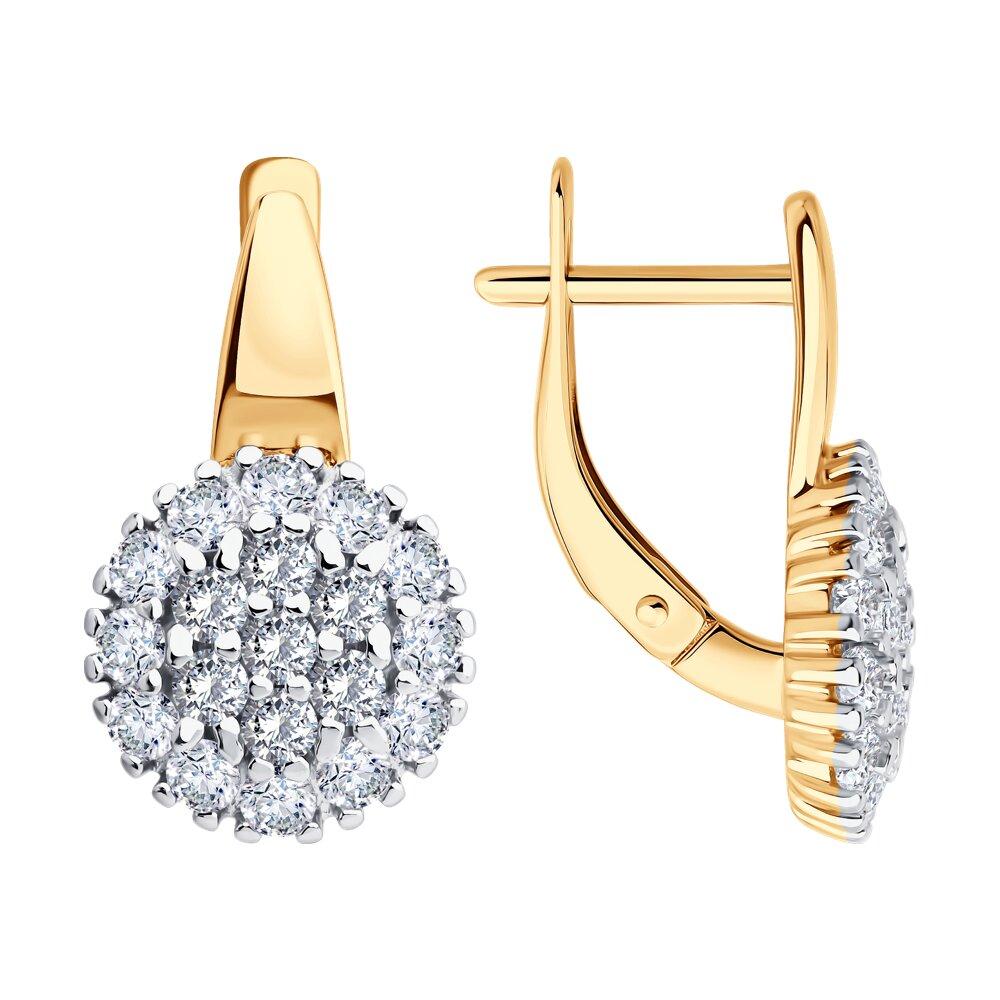 Серьги из золочёного серебра с фианитами - видео на модели