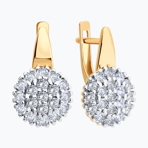 Серьги из золочёного серебра с фианитами из серебро — вид 2