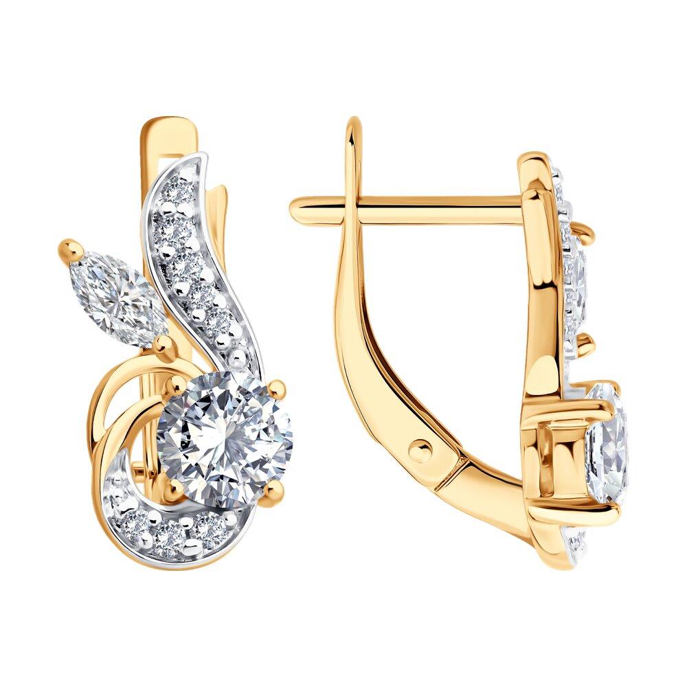 Серьги из золочёного серебра с фианитами