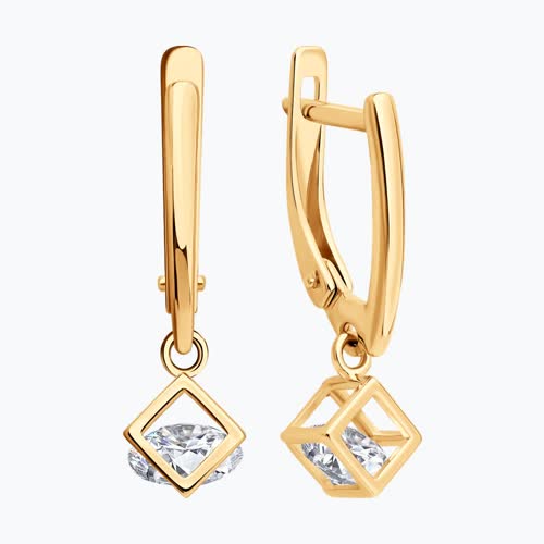 Серьги из золочёного серебра с фианитами из серебро — вид 4