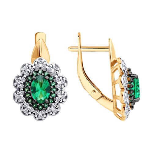 Серьги из золочёного серебра с фианитами - видео на модели