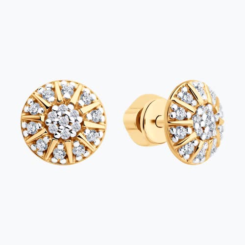 Серьги из золочёного серебра с фианитами из серебро — вид 2