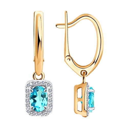 Серьги из золочёного серебра с кристаллами и фианитами из серебро