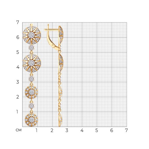 Серьги из золочёного серебра с фианитами из серебро — вид 5
