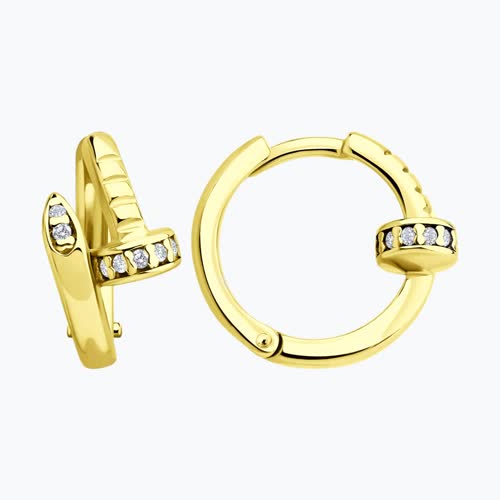 Серьги из золочёного серебра с фианитами из серебро