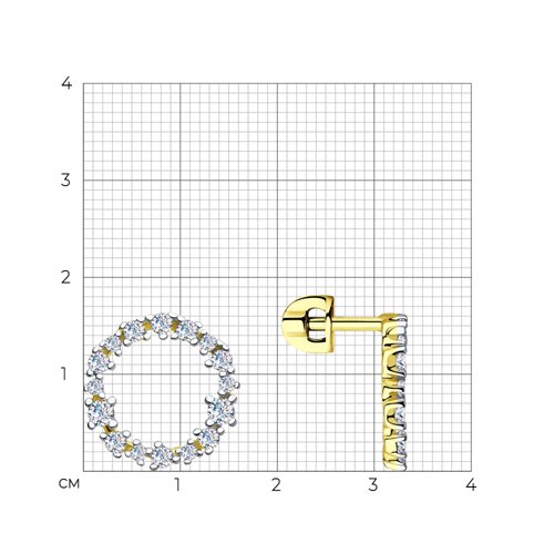 Серьги из золочёного серебра с фианитами из золочение желтое — вид 2