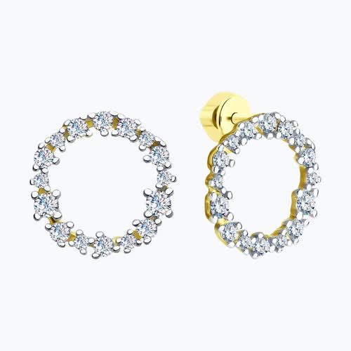 Серьги из золочёного серебра с фианитами из золочение желтое — вид 3