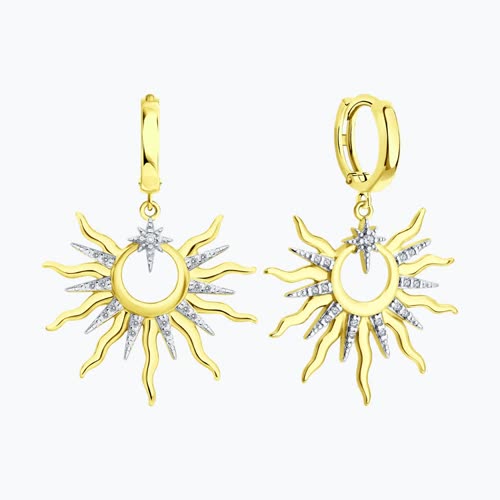 Серьги из золочёного серебра с фианитами из серебро — вид 2