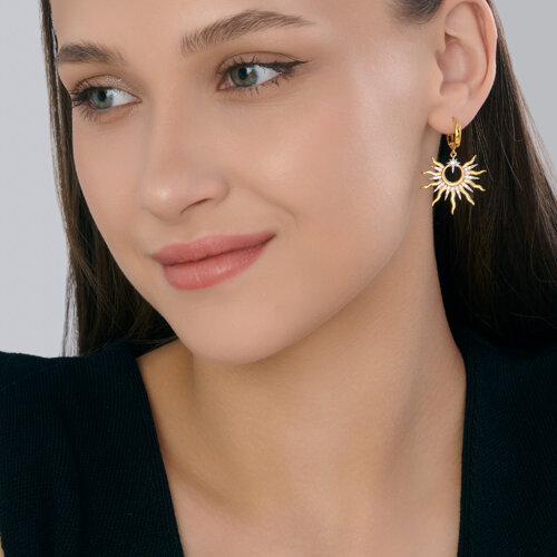 Серьги из золочёного серебра с фианитами из серебро — вид 4