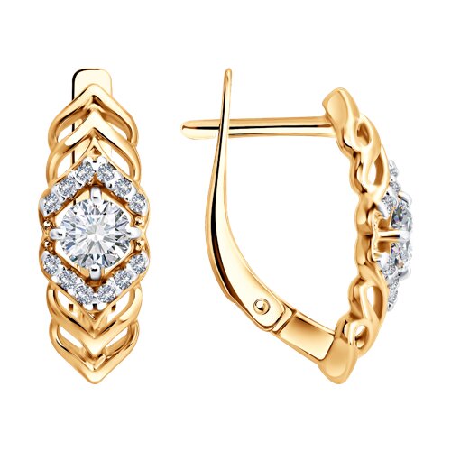 Серьги из золочёного серебра с фианитами