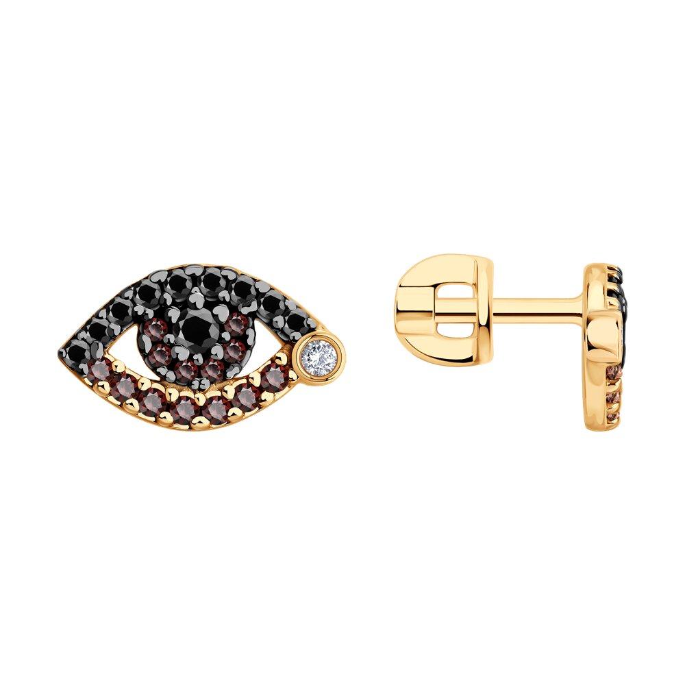 Серьги из золочёного серебра с фианитами - видео на модели