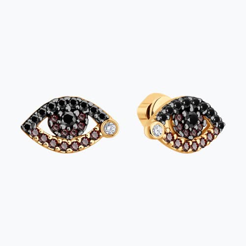 Серьги из золочёного серебра с фианитами из серебро — вид 2