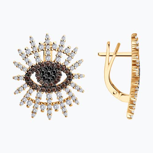 Серьги из золочёного серебра с фианитами из серебро