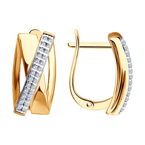 Серьги из золочёного серебра с фианитами из серебро