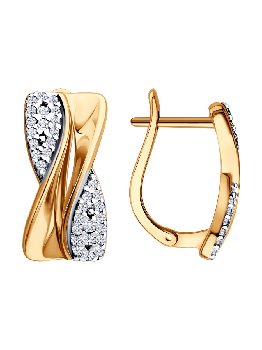 Серьги из золочёного серебра с фианитами - видео на модели