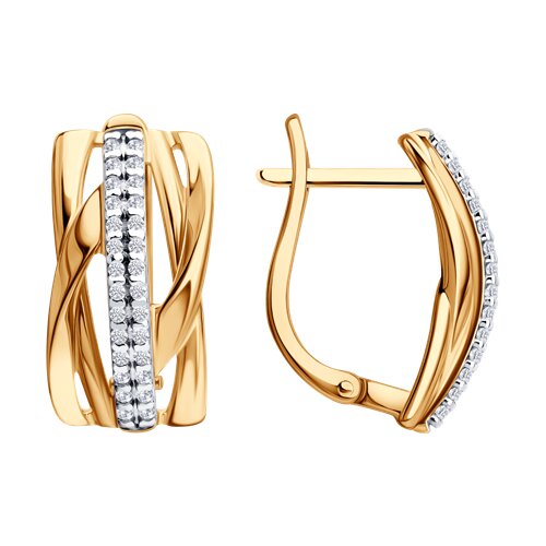 Серьги из золочёного серебра с фианитами - видео на модели