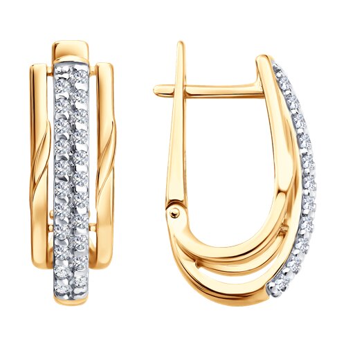 Серьги из золочёного серебра с фианитами - видео на модели