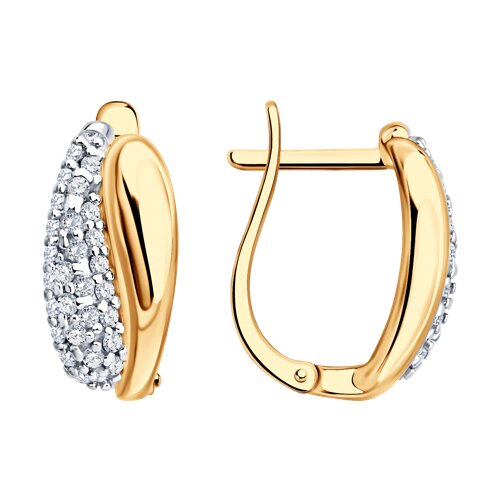 Серьги из золочёного серебра с фианитами - видео на модели