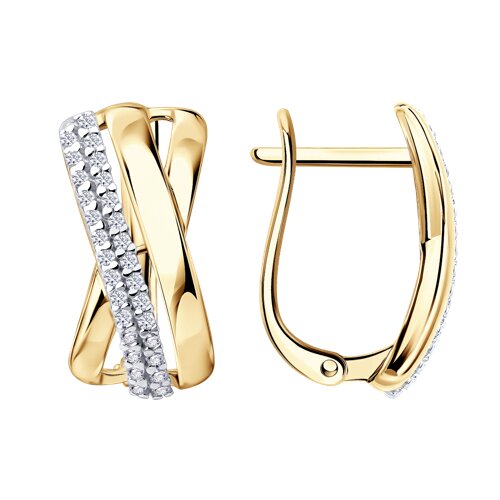 Серьги из золочёного серебра с фианитами - видео на модели