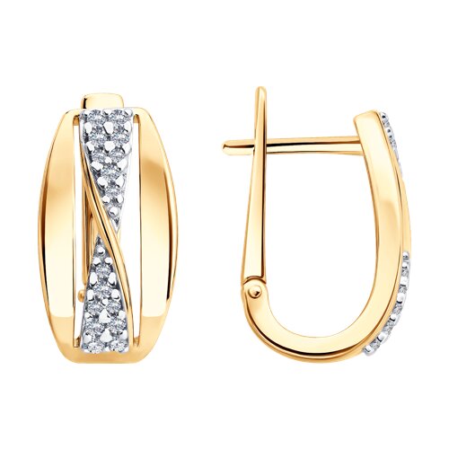 Серьги из золочёного серебра с фианитами - видео на модели