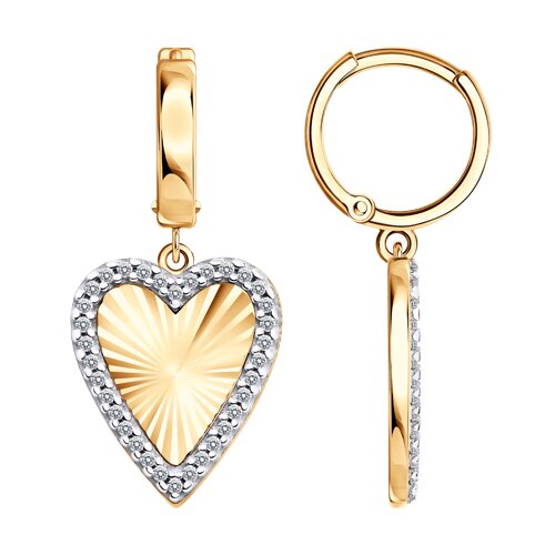 Серьги из золочёного серебра с фианитами из серебро