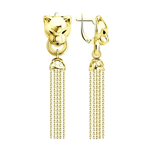 Серьги серебро, покрытие Вермель золото 999 пробы с эмалью