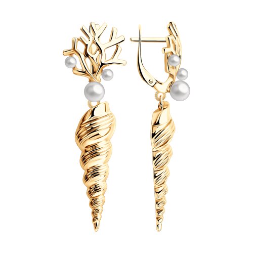 Серьги из золочёного серебра с синтетическим жемчугом - видео на модели