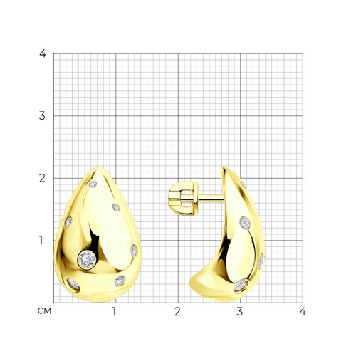 Серьги из золочёного серебра с фианитами из серебро — вид 3