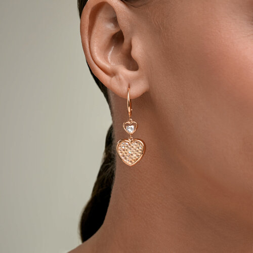 Серьги из золочёного серебра с кристальной тканью и фианитами из серебро — вид 2