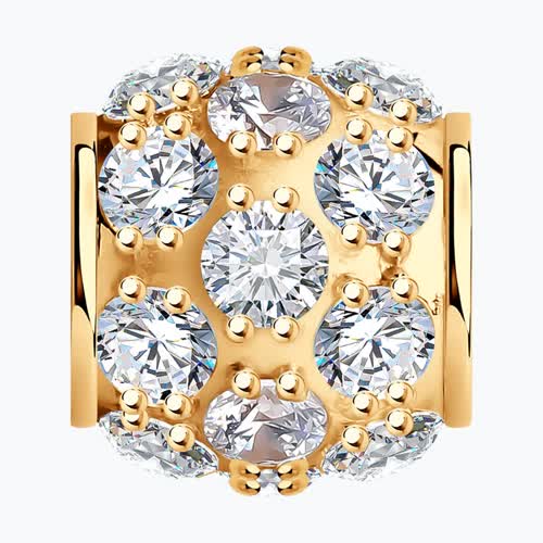 Подвеска-шарм из золочёного серебра с фианитами из серебро — вид 2