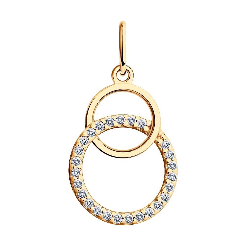 Подвеска из золочёного серебра с фианитами из серебро