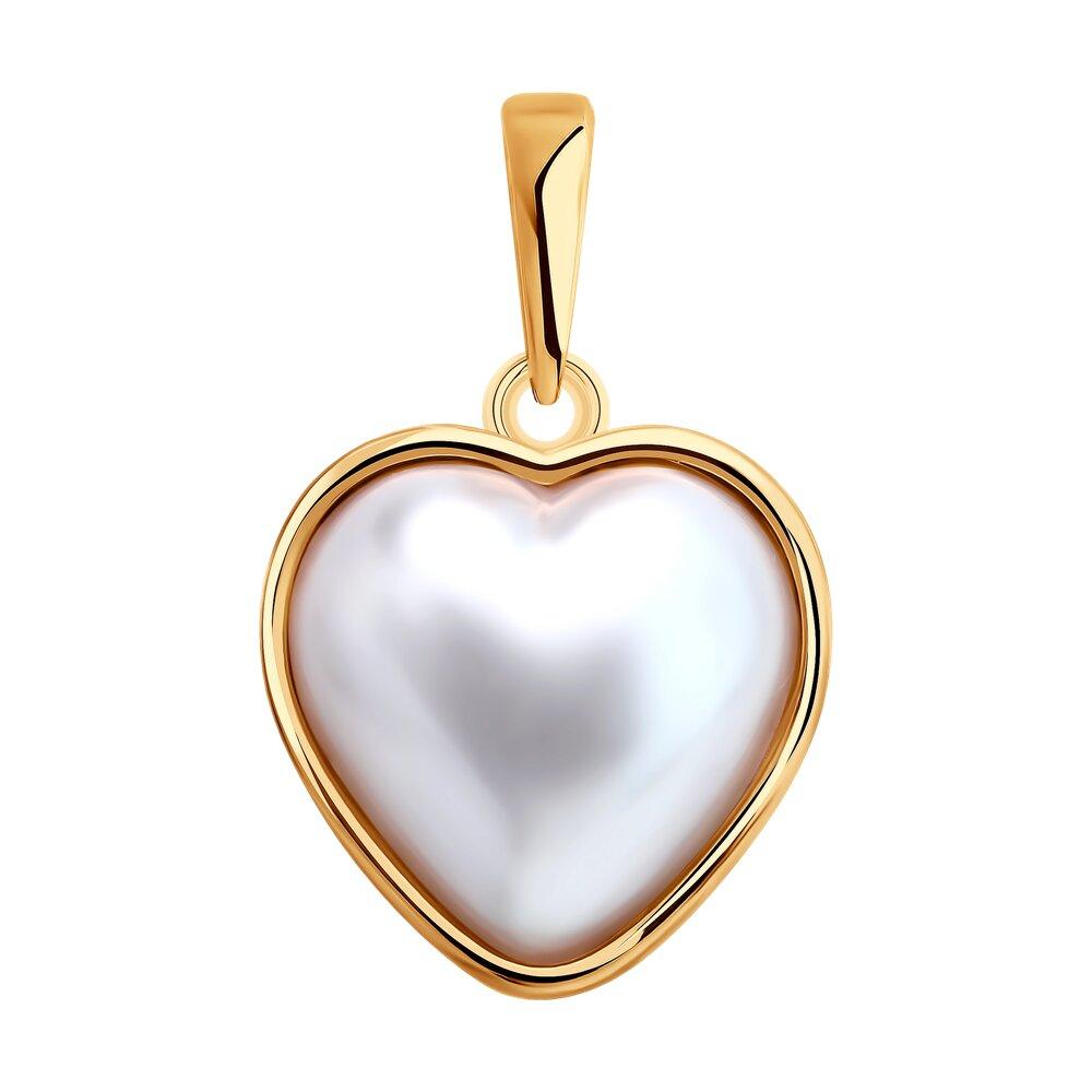 Подвеска из золочёного серебра с синтетическим жемчугом - видео на модели