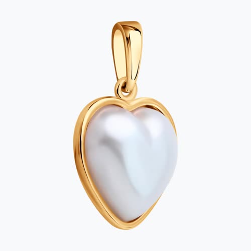 Подвеска из золочёного серебра с синтетическим жемчугом из серебро — вид 3