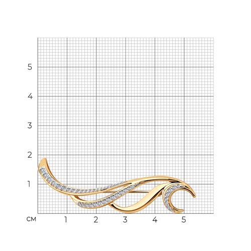 Брошь из золочёного серебра с фианитами из серебро — вид 3