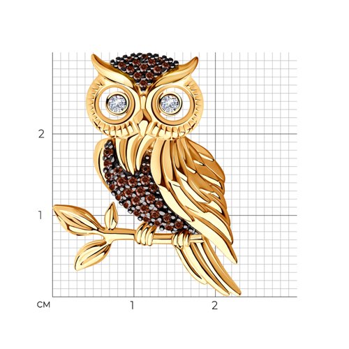 Брошь из золочёного серебра с фианитами из золочение розовое — вид 3