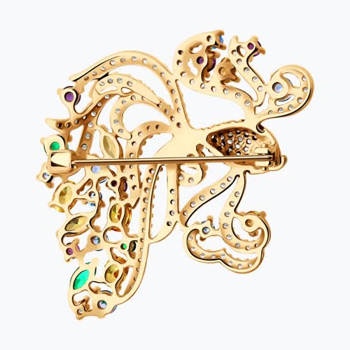 Брошь из золочёного серебра с фианитами из серебро — вид 2