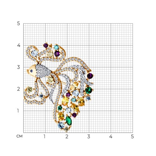 Брошь из золочёного серебра с фианитами из серебро — вид 4